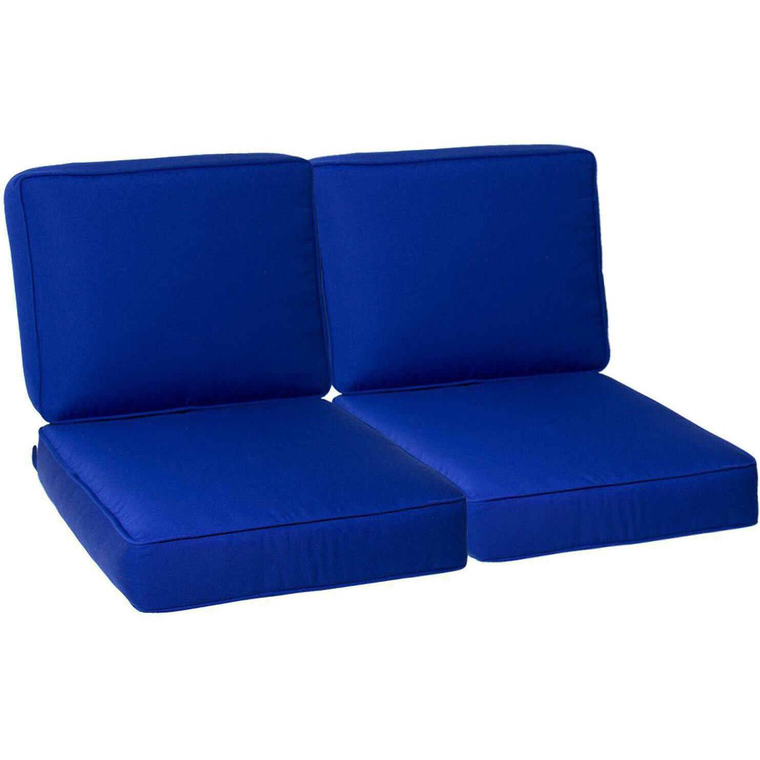 Sunbrella Canvas True Blue 4 Piece Small Outdoor Replacement Loveseat Cushion Set W/ Piping By Signature