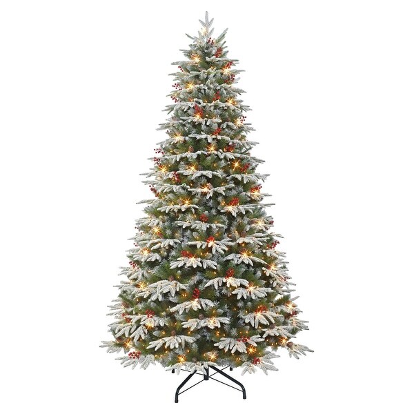 Prelit Medium Flocked Artificial Halifax Christmas Tree