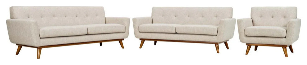 Giselle Beige Sofa Loveseat and Armchair Set of 3   Midcentury   Living Room Furniture Sets   by V.S.D Furniture  Houzz