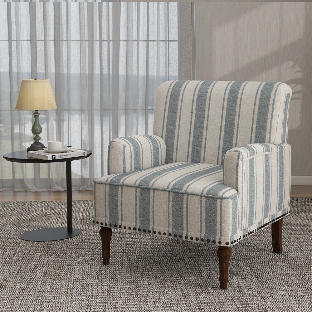 Upholstered Stripe Accent Chair Modern Armchair