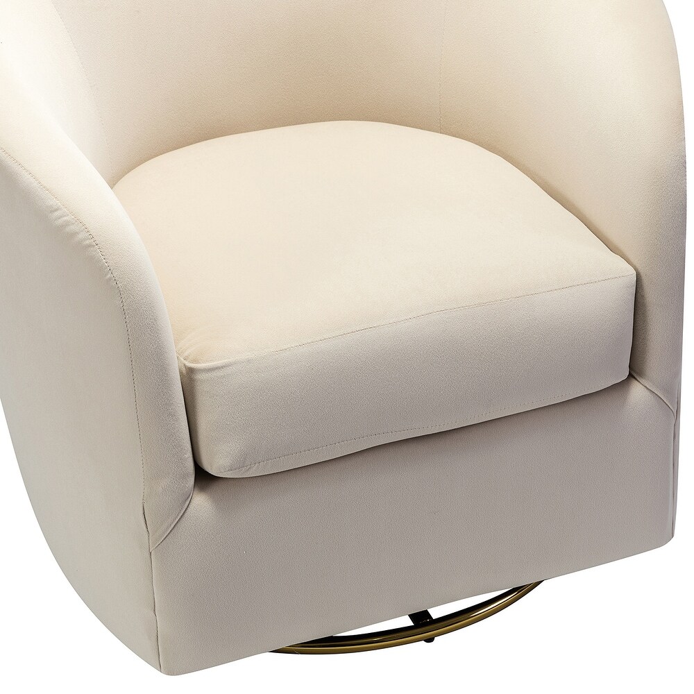 Eleuterio Modern Velvet Curved Swivel Accent Barrel Chair with Metal Base by HULALA HOME