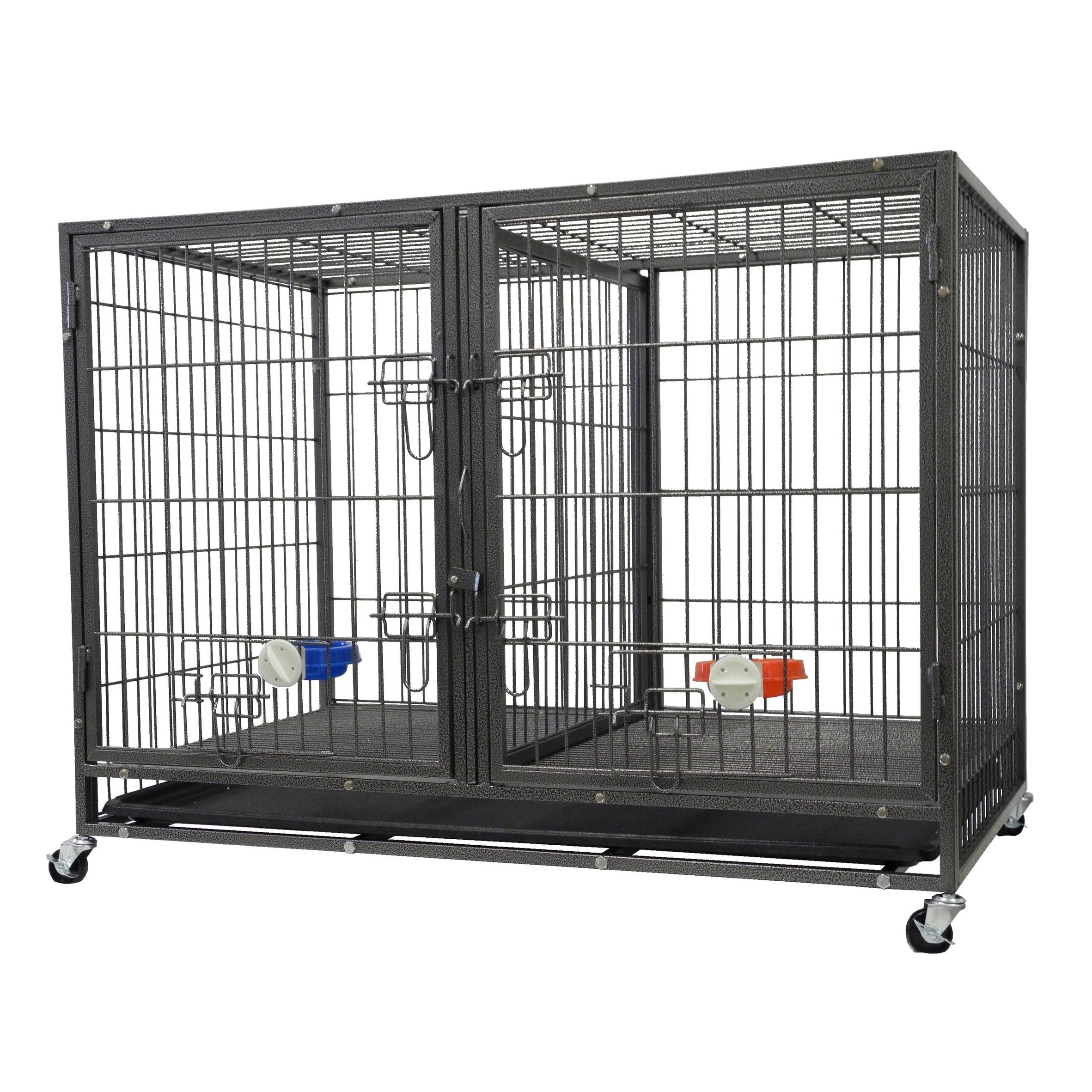 Go Pet Club NY-44 44 in. Heavy Duty Stackable Cat and Dog Crate with Divider and Water Bowls