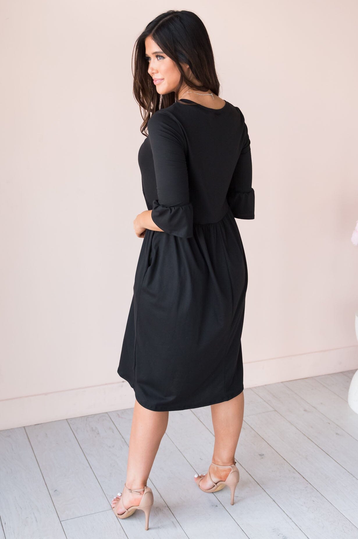 Zadie crew neck dress-black