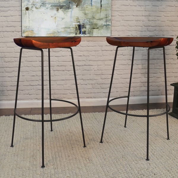 Mabel Scooped Seat Stool， Set of Two