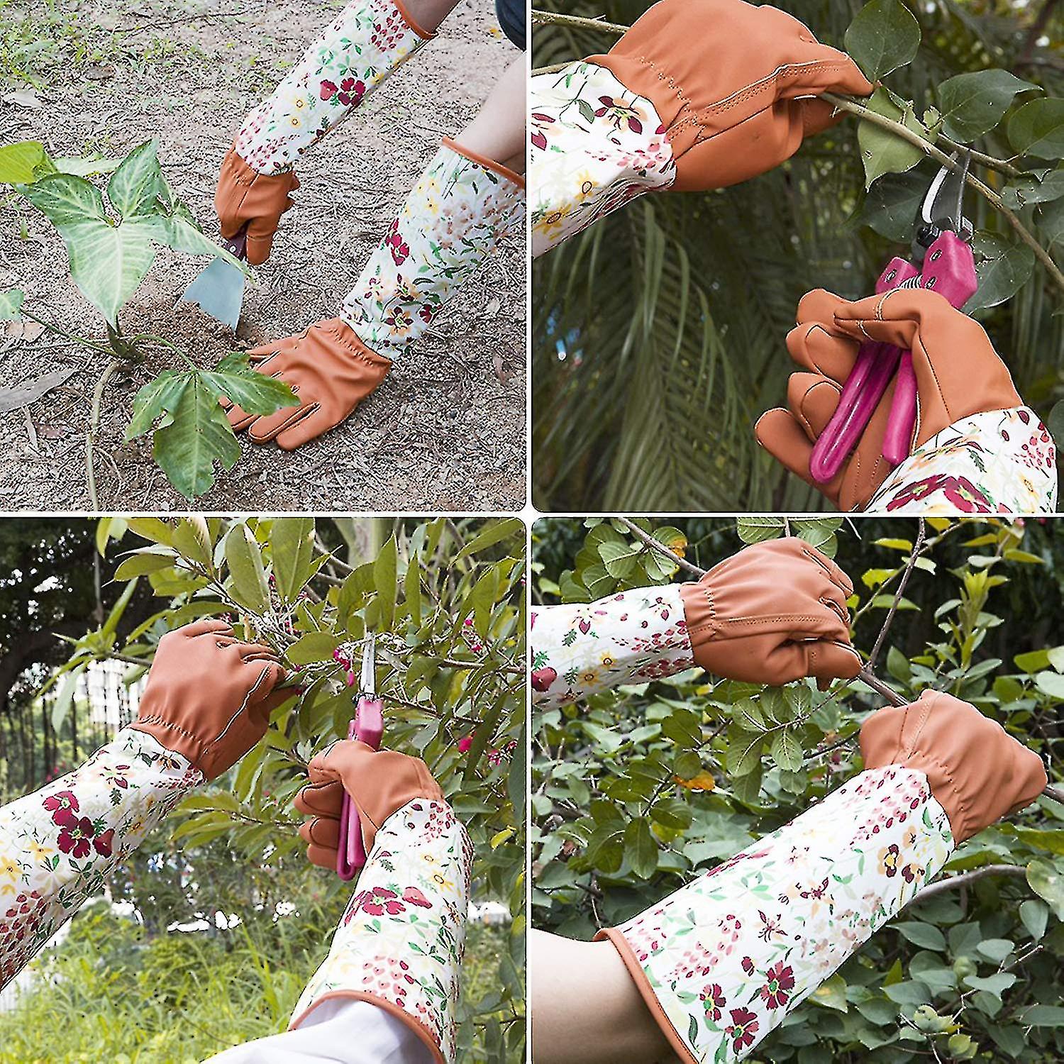 Long Garden Gloves For Women ， Garden Work Gloves With Long Sleeves， Wrap Your Arms Until The Elbow (orange)