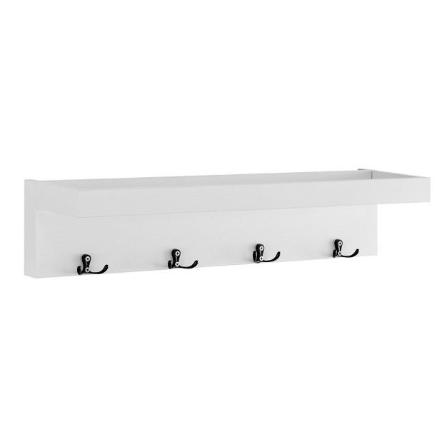 X 5 75 quot Wall Mounted Entryway Coat Rack With Decorative Ledge Shelf And Hooks White Danya B