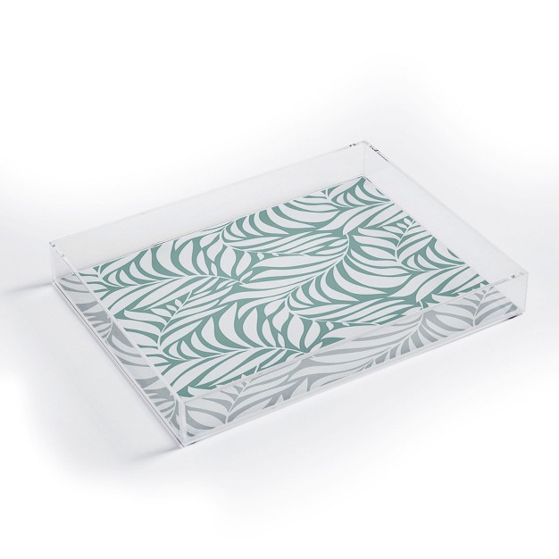 Heather Dutton Flowing Leaves Seafoam Acrylic Tray Deny Designs