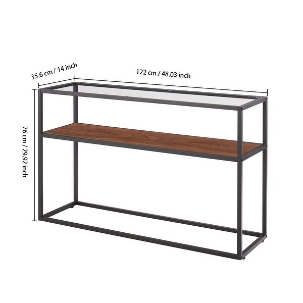 Modern Open Hallway Table Glass Console Table with Adjustable Feet