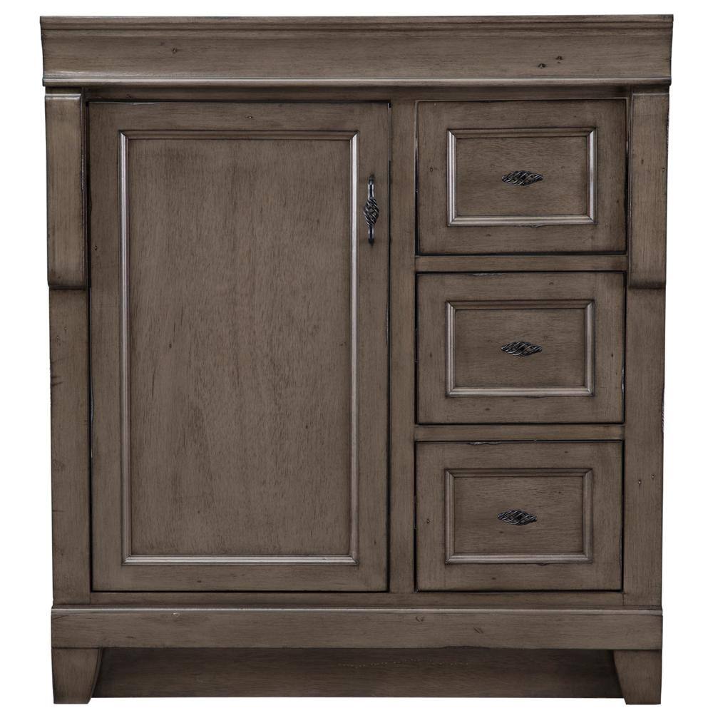 Home Decorators Collection Naples 30 in. W Bath Vanity Cabinet Only in Distressed Grey with Right Hand Drawers NADGA3021D