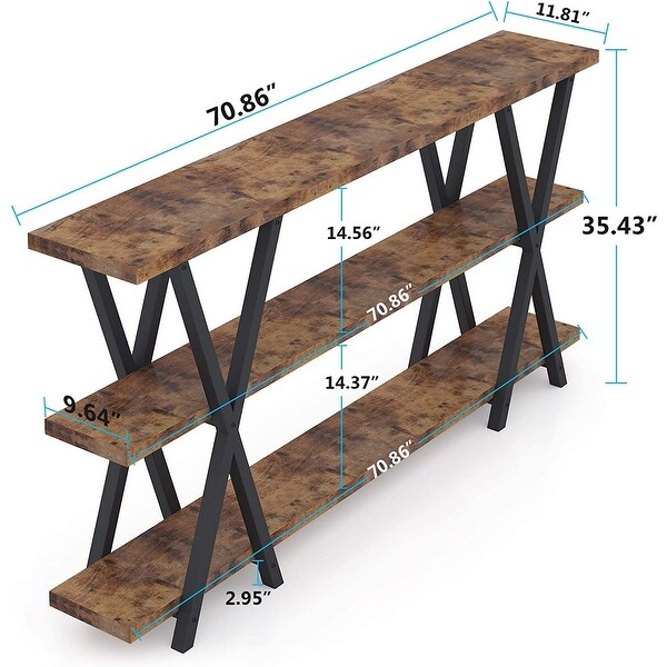 70.9 Inch 3 Tier Extra Long Console Table with Storage for Entryway Living Room