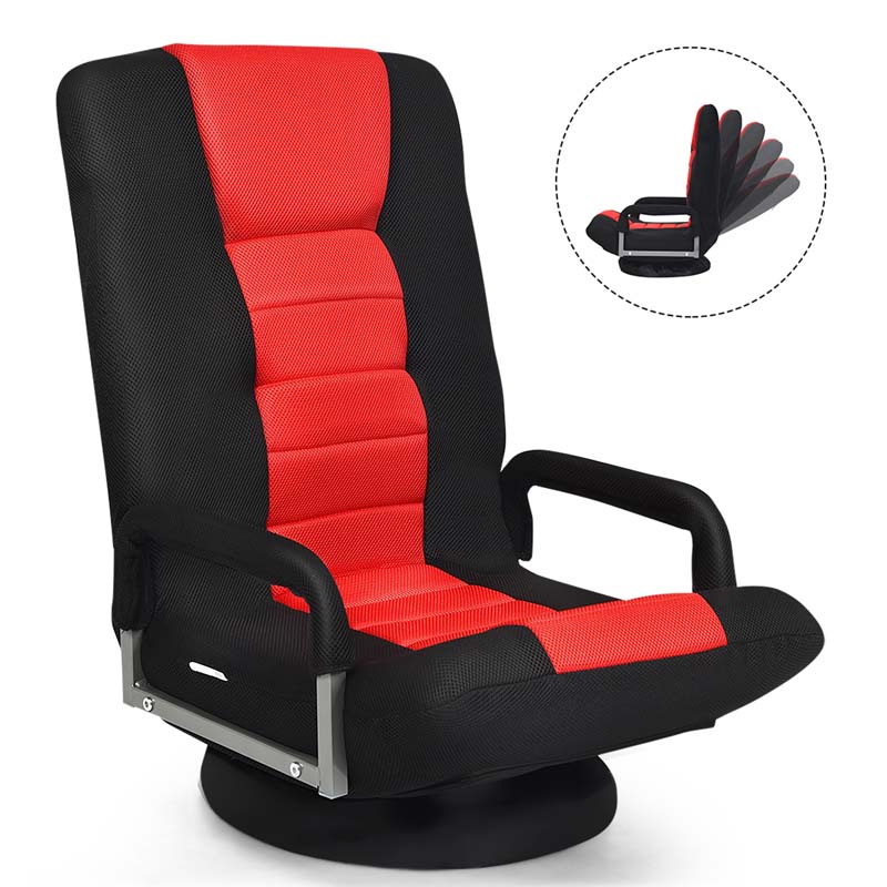 360° Swivel Floor Gaming Chair, 6-Position Adjustable Folding Floor Chair Recliner, Breathable Mesh Fabric Lazy Soft Sofa