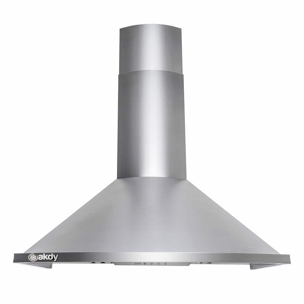 AKDY 30 in Convertible Kitchen Wall Mount Range Hood with Lights in Brushed Stainless Steel