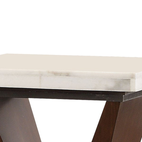 Square Marble Top End Table With Wooden 