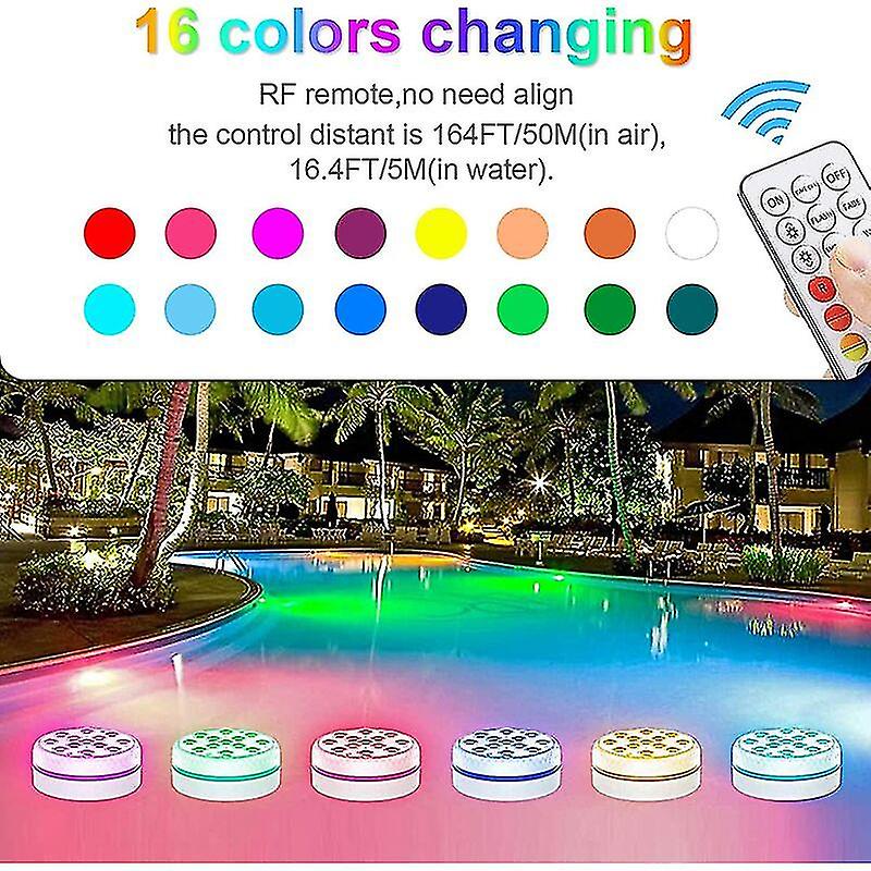 Submersible Led Pool Light Aquarium Atmosphere Light Multicolor Waterproof Spotlight With Remote Control4pcs