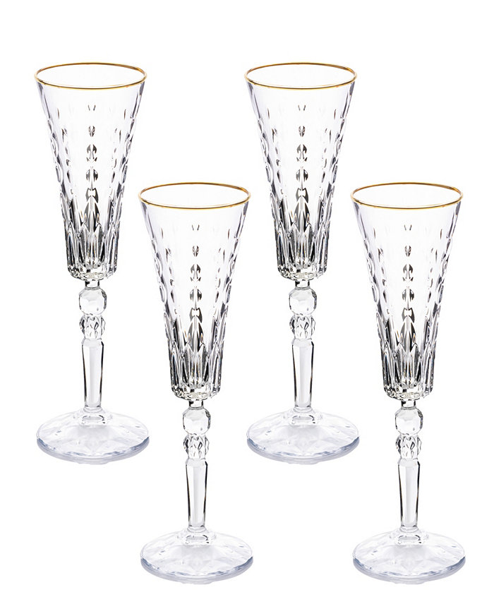 Lorren Home Trends Marilyn Gold-Tone Flutes Set of 4