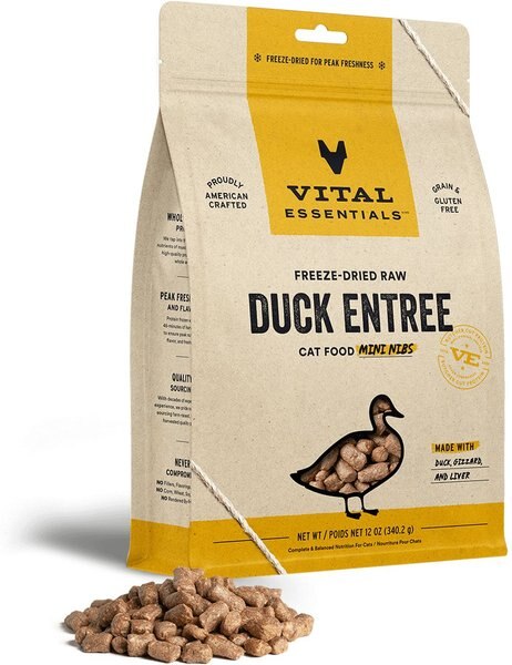 Vital Essentials Duck Mini Nibs Freeze-Dried Cat Food