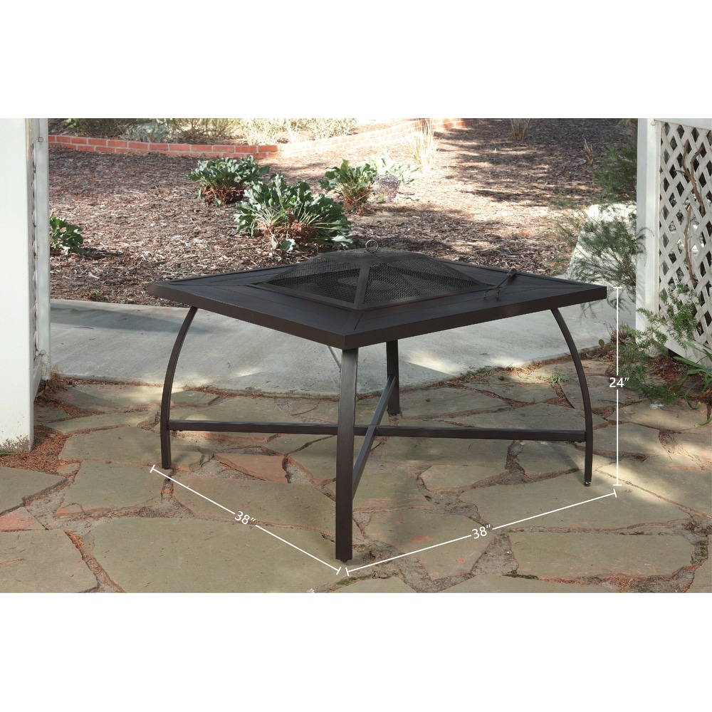 Pacific Casual Spring Lake Wood Burning Firepit Chat Table