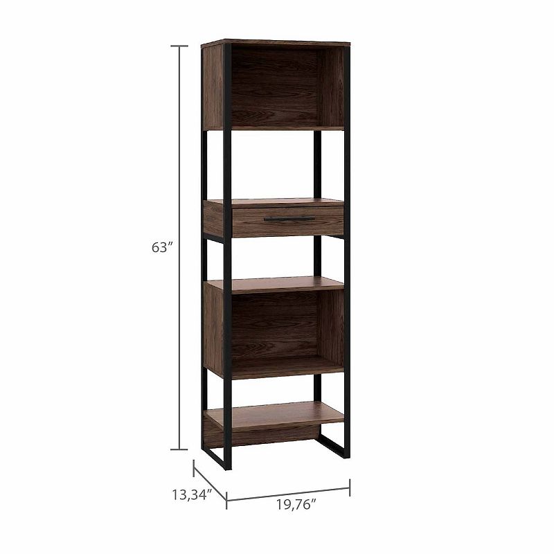 Manhattan Bookcase， Four Shelves， One Drawer