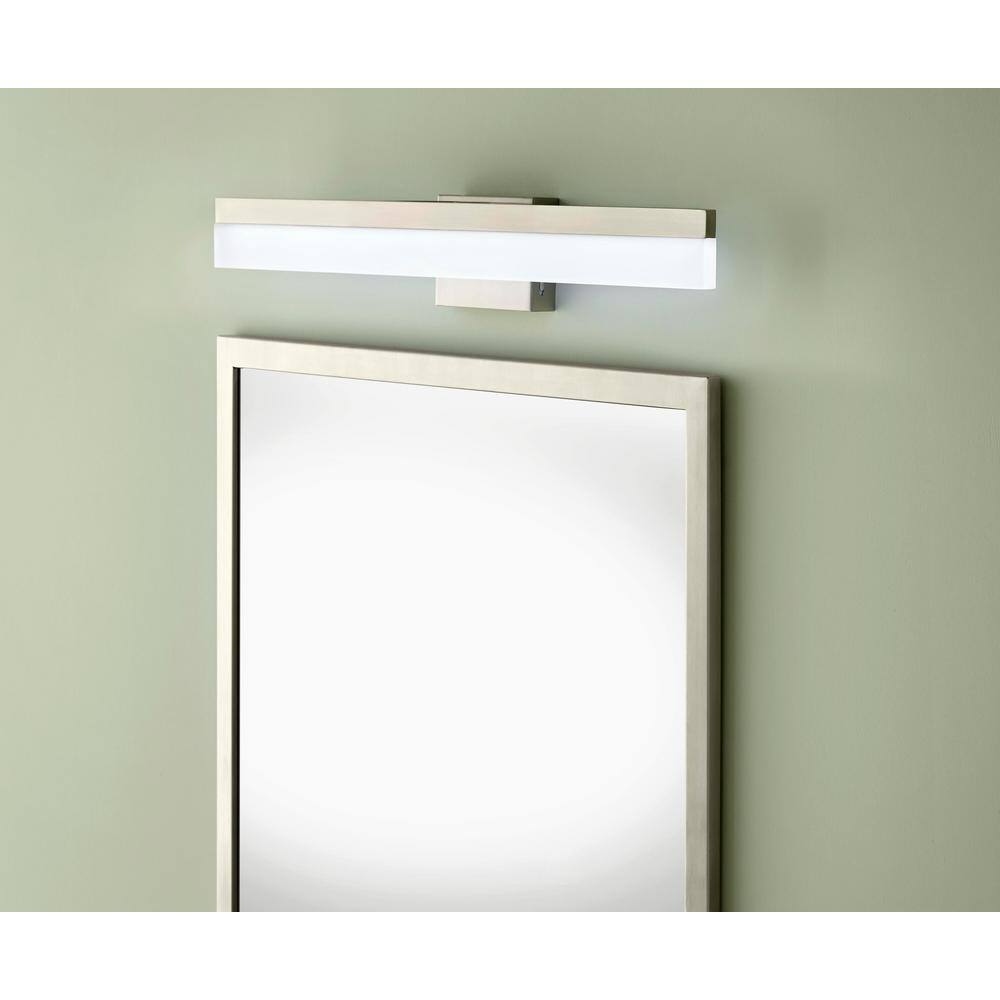 Hampton Bay Eldridge 24 in. 1-Light Brushed Nickel LED Bathroom Vanity Light Bar 21191