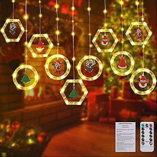 Christmas Window Lights Indoor Decoration - 120 LED 10FT Twinkle Curtain String Lights（large）