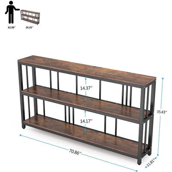 3 Tiers Sofa Table， Narrow Long Sofa Table with Storage Shelves - 11.81