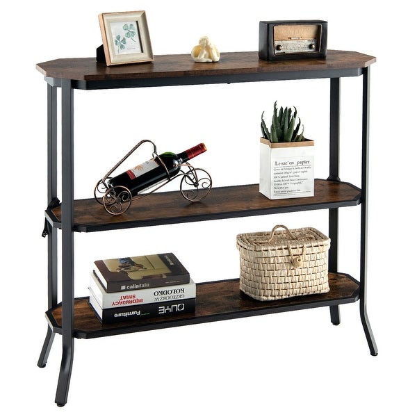 Costway 3-Tier Entryway Sofa Console Table Steel Frame for Hallway - 39.5'' x 12'' x 36''