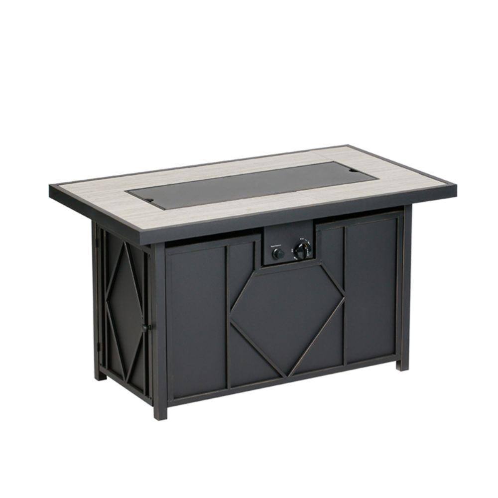 LIVING ACCENTS 24 in. H x 24 in. W x 42 in. D Steel Rectangle Propane Fire Table 4003575