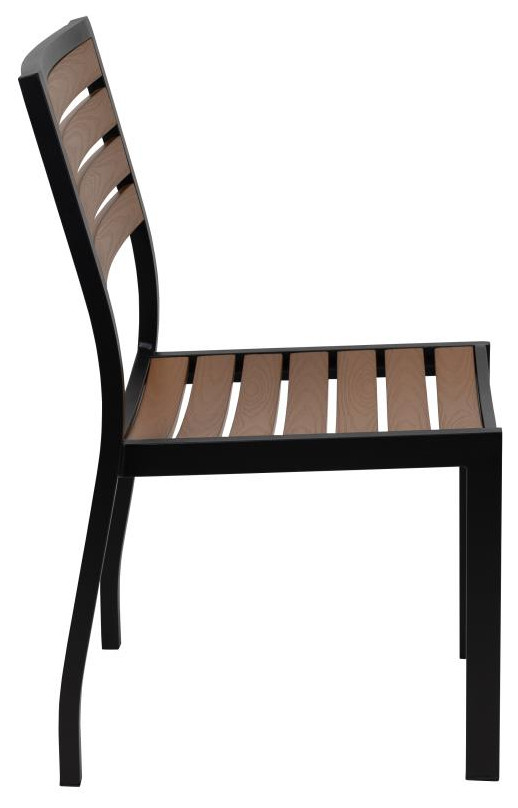Lark 7 Pc Patio Set  4 Stacking Chairs  30 quotx 48 quotTable  ampUmbrella with Base   Traditional   Dining Chairs   by Pot Racks Plus  Houzz