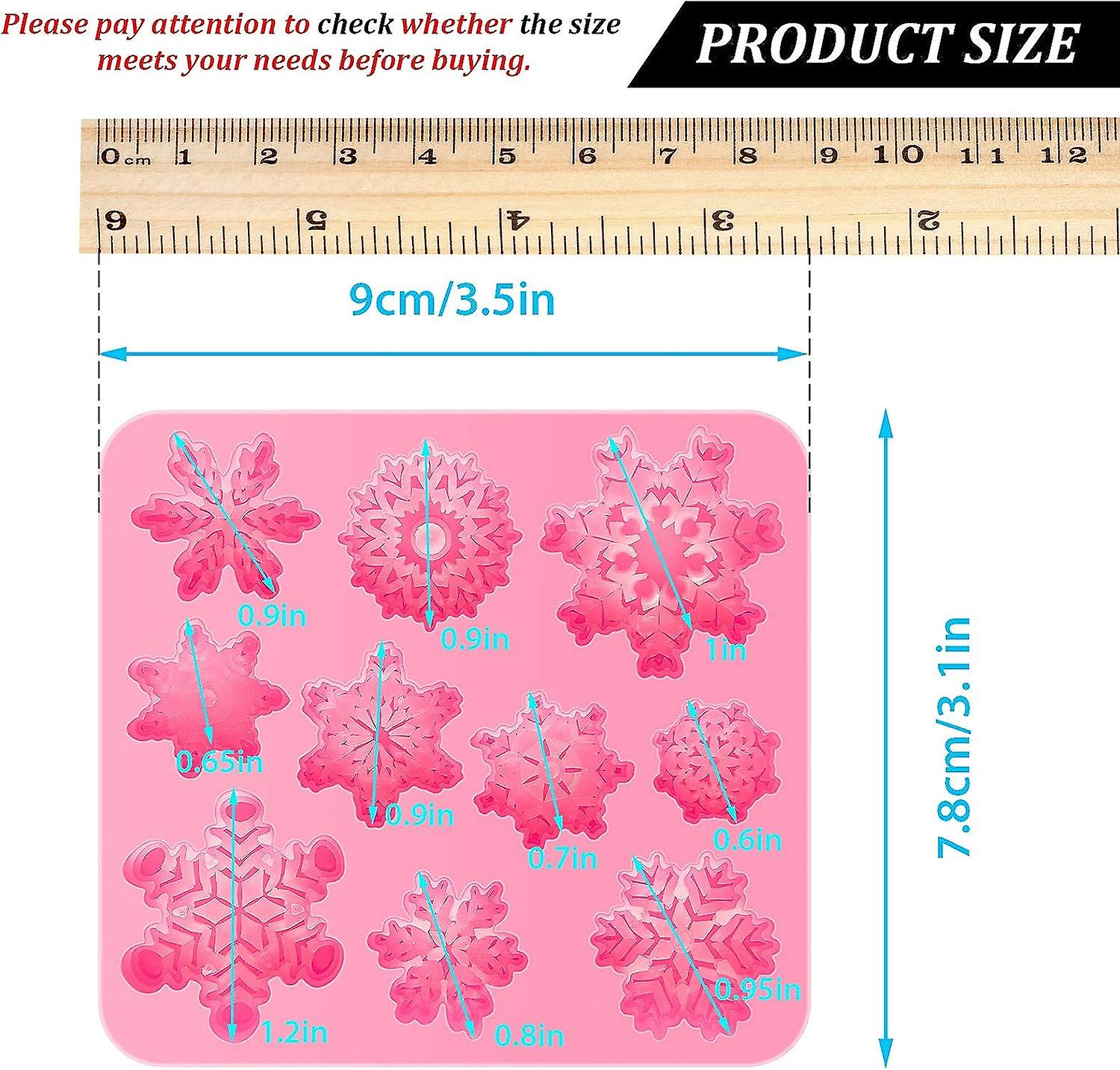 2 Pieces 3d Snowflake Silicone Mold Christmas Snowflake Fondant Silicone Mold For Cake Cupcake Decoration Polymer Clay Crafting Projects (pink)