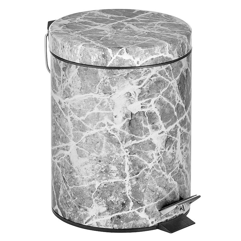 mDesign 5L Metal Round Step Garbage Trash Can with Removable Liner and Lid