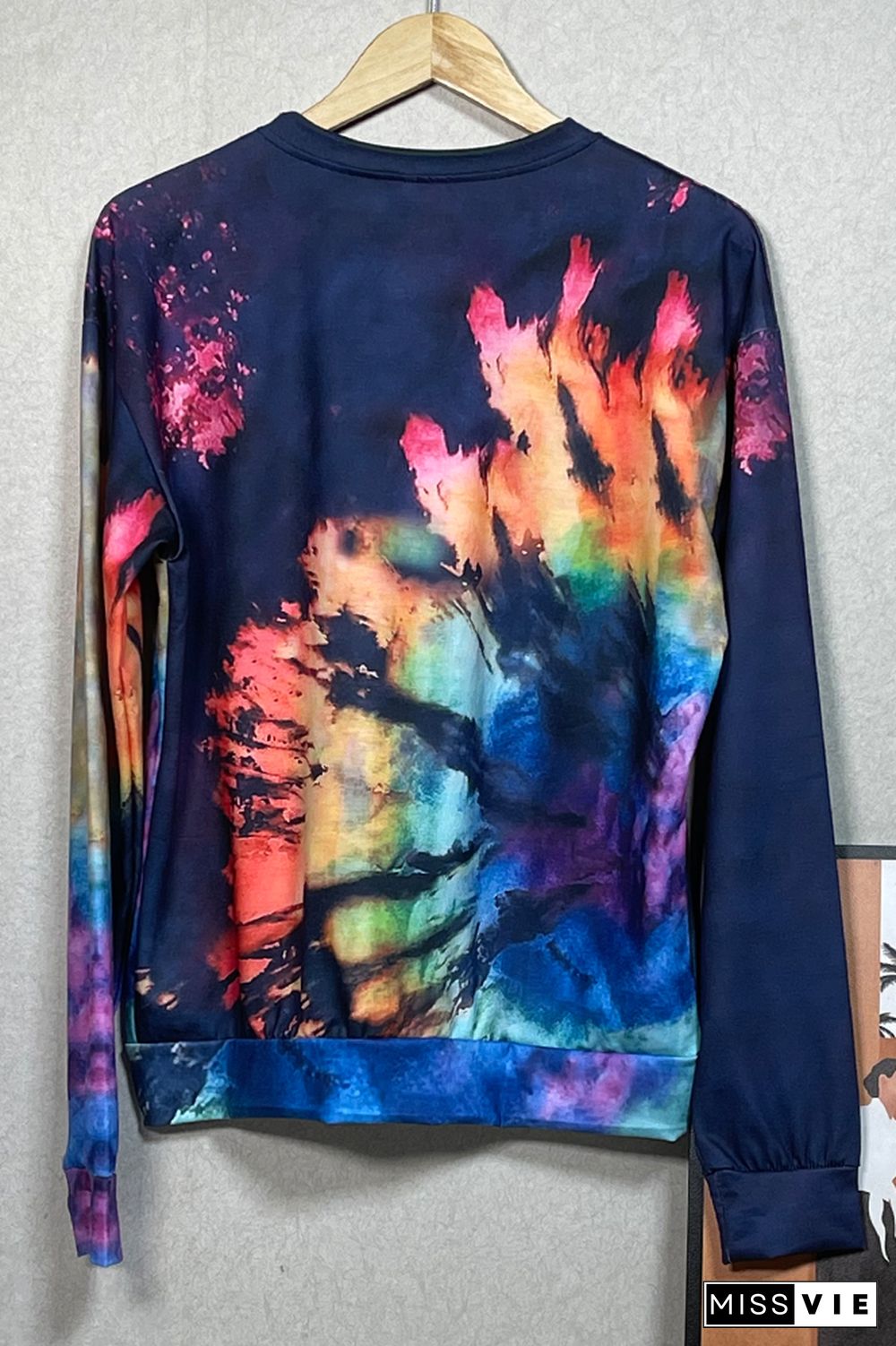 Bleached Tie Dye O-neck Sweatshirt Women Wholesale