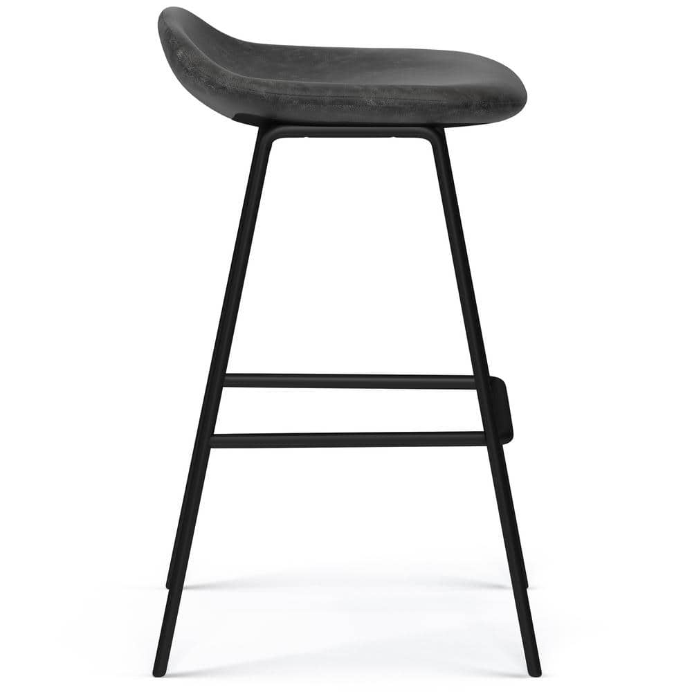 Simpli Home Dafney 31.5 in. Distressed Charcoal Grey Bar Metal Stool (Set of 2) AXCDAFBS-DCG