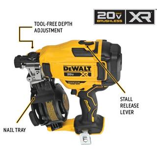 DW 20V MAX Lithium-Ion 15-Degree Cordless Roofing Nailer Kit with 1-14 in. x 0.120-Gauge Coil Roofing Nails (7200-Pack) DCN45RND1WCR3D