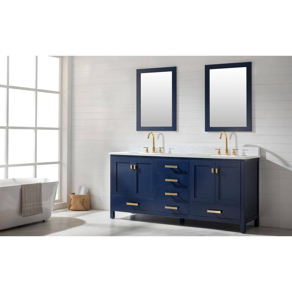 Design Element Valentino 72 in. W x 22 in. D Bath Vanity in Blue with Quartz Vanity Top in White with White Basin V01-72-BLU