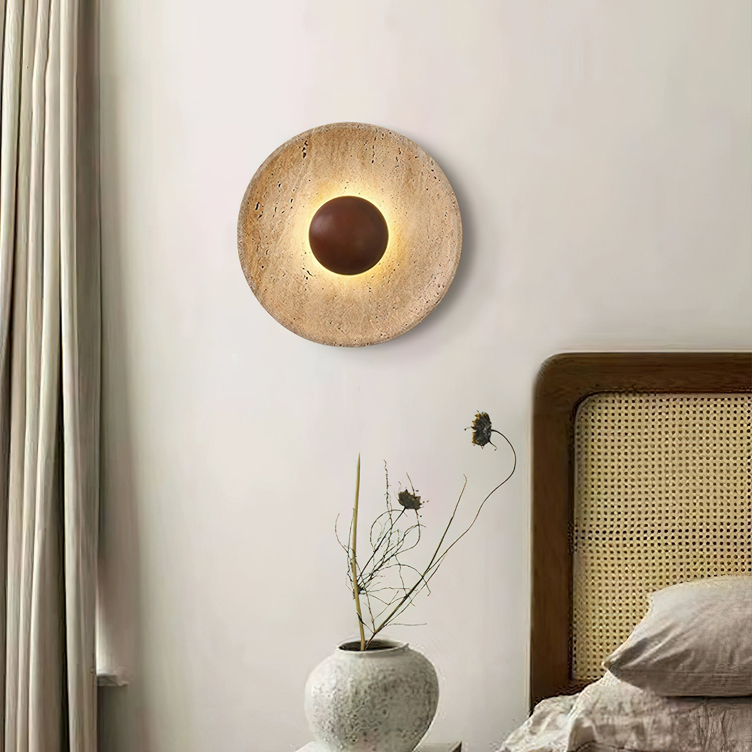 Halo Travertine Wall Light