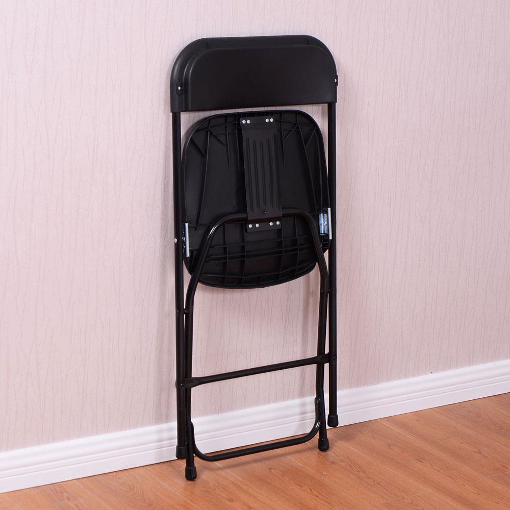 SalonMore Set of 5 Folding Chairs Heavy Duty Steel Frame Plastic Commercial Wedding Party Black