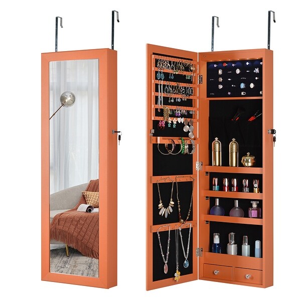 Fashion Style Jewelry Storage Mirror Cabinet With LED Lights - - 37532992