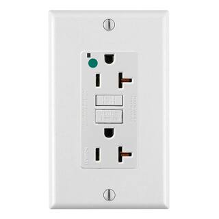 Leviton 20 Amp Self-Test SmartLockPro Hospital Grade Duplex GFCI Outlet with LED White 072-GFNT2-HGW