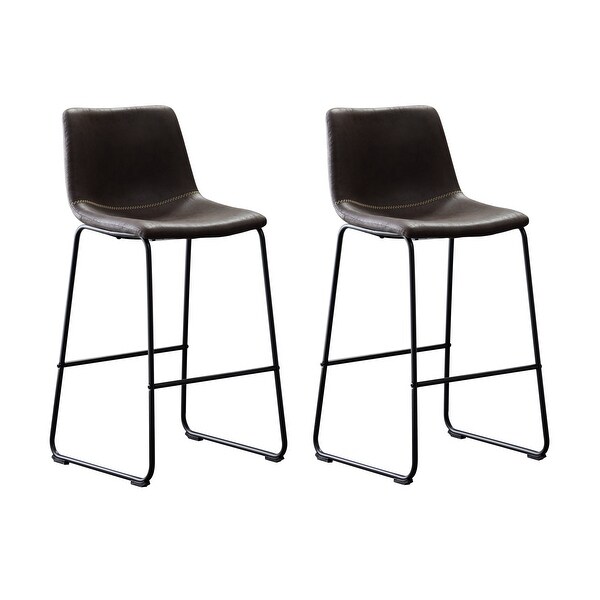 Home Beyond Set of 2 Pcs Synthetic Leather Upholstered Barstools Armlesss with Metal Frame UC-13HB