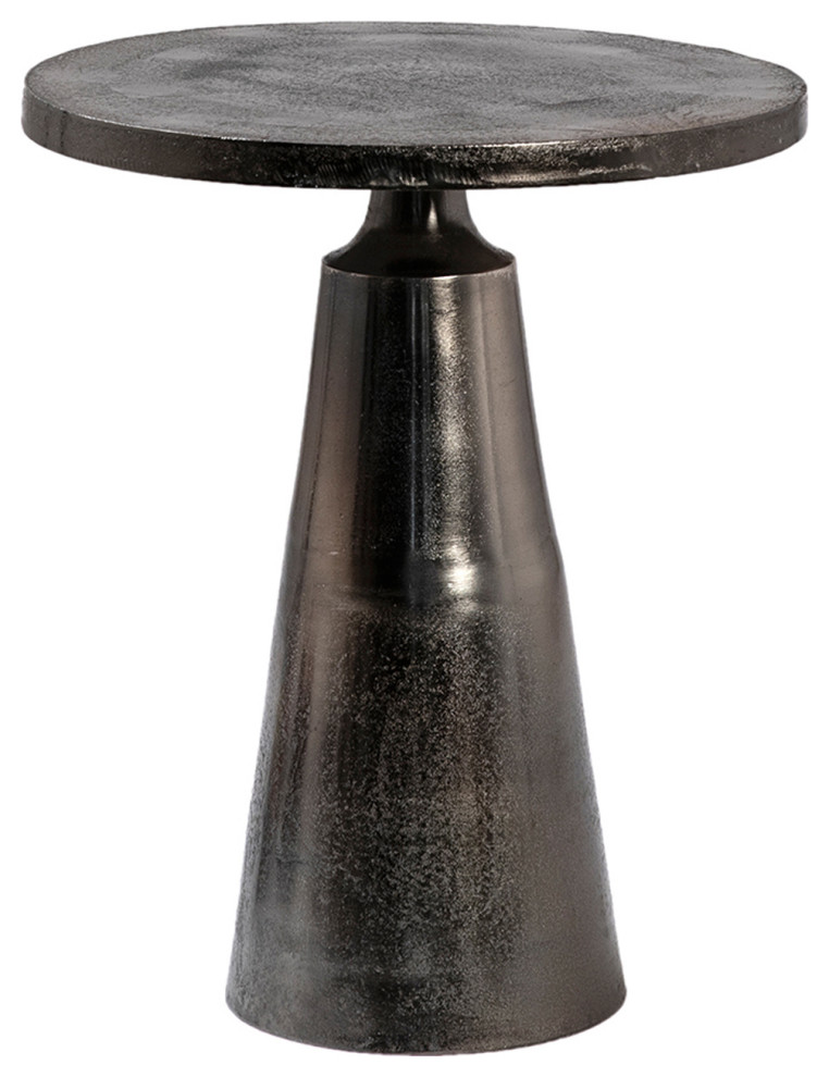 Gunmetal Nickel Pedestal Side Table   Industrial   Side Tables And End Tables   by Design Mix Furniture  Houzz