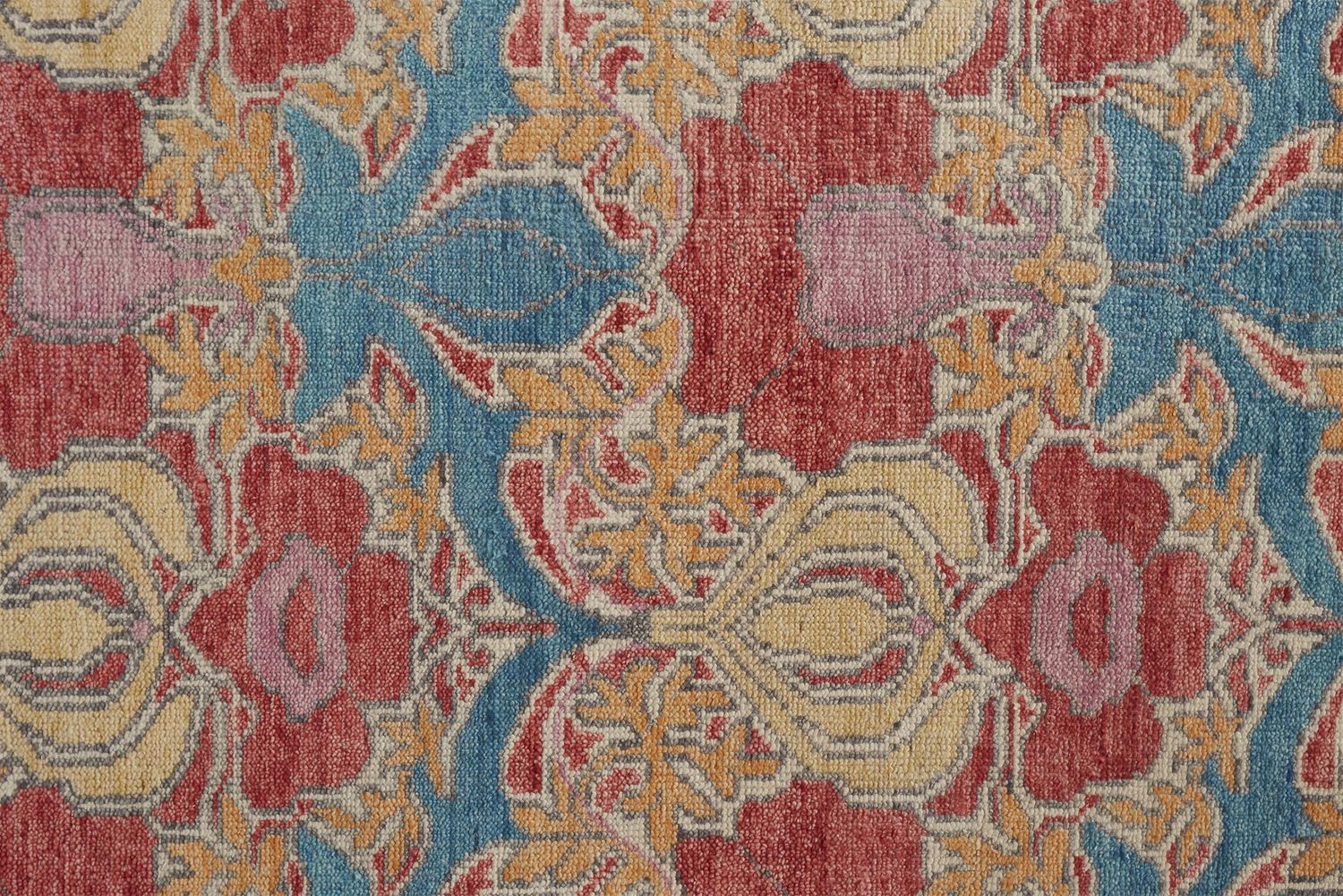 Bennet Hand Knotted Blue and Red Rug by BD Fine