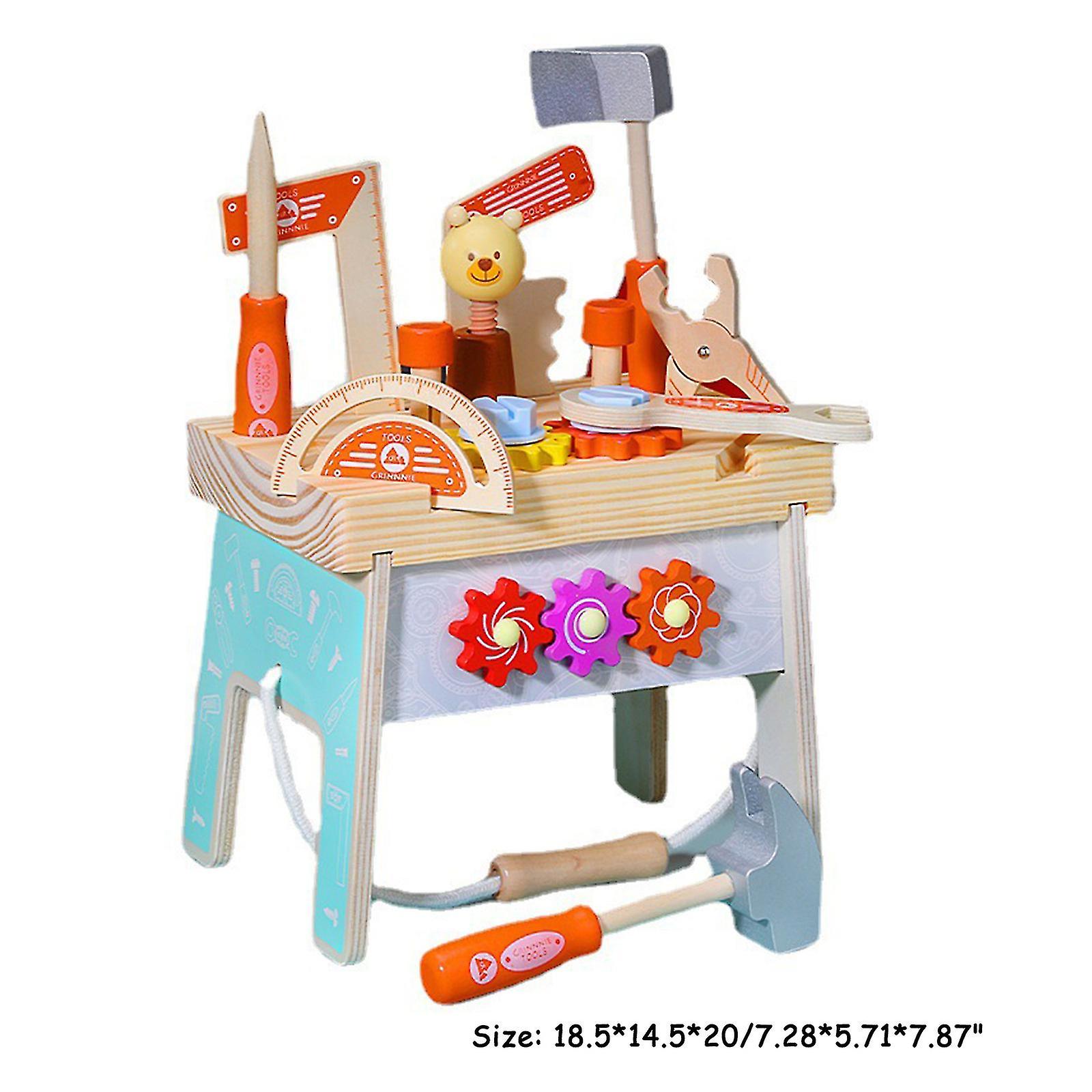 Wooden Tool Workbench Construction Workshop Pretend For Play Toy Gift For Childr