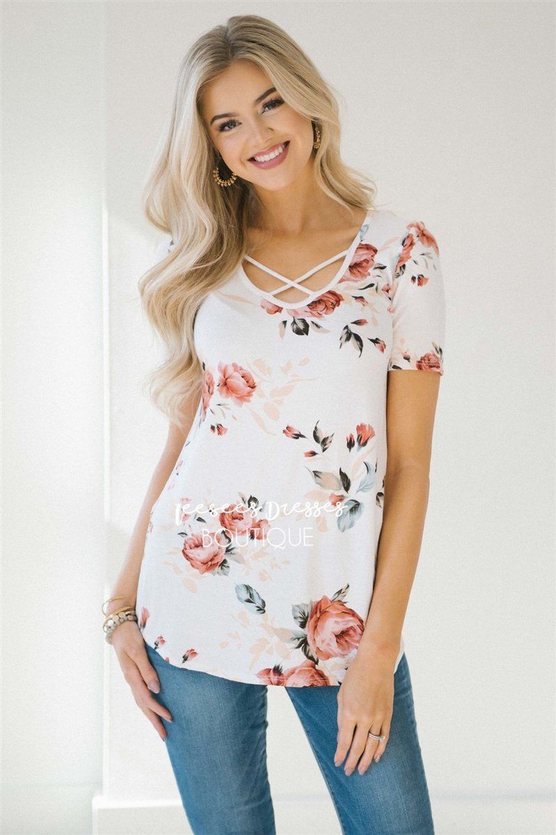 Ivory & Soft Mauve Cross Over Top