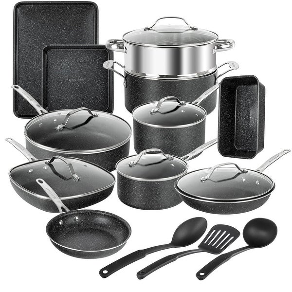 20 Piece Complete Cookware Bakeware Set with Ultra Non-stick 100% PFOA Free Coating-Includes Frying Pans， Saucepans， Stock Pots