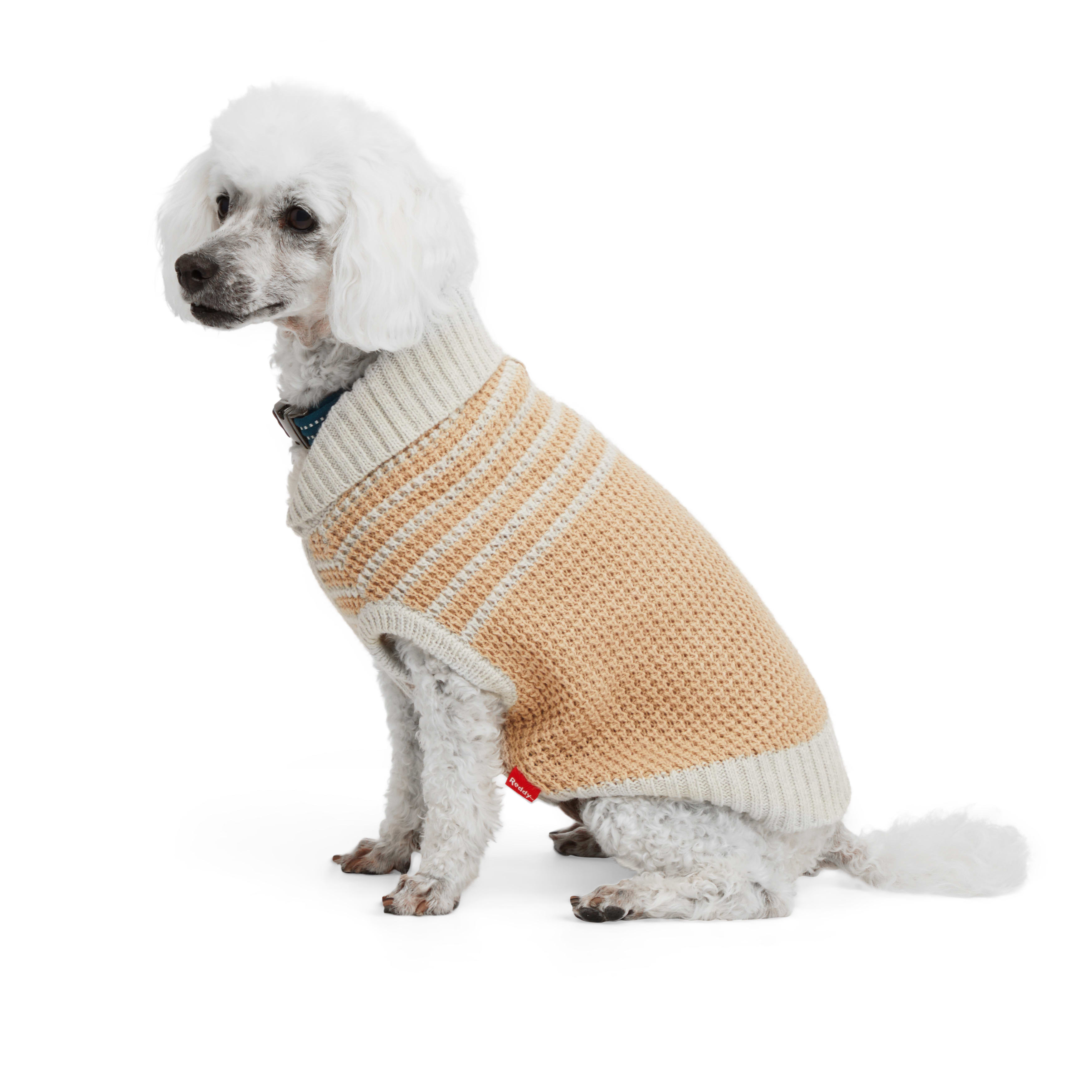 REDDY Tan/Grey Trim Cardigan for Dogs， X-Small