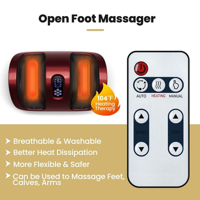 Shiatsu Foot Massager with Heat & Remote, Kneading & Rolling Feet/Leg/Calf/Arm/Ankle Electric Massage Machince