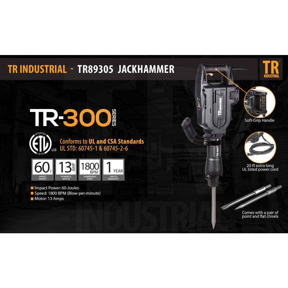 TR Industrial 13 Amp 35 lbs. Demolition Jack Hammer TR89305