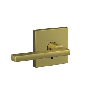 Schlage Custom Latitude Satin Brass Combined Interior Door Handle with Collins Trim FC21 LAT 608 COL