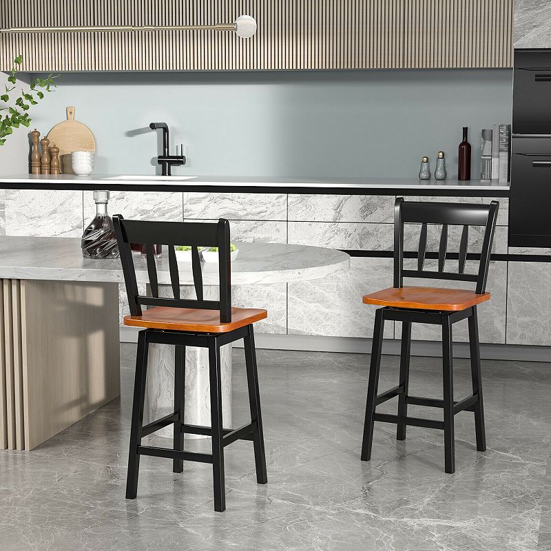 24.5 Inches Set of 2 Swivel Bar Stools with 360▲ Swiveling