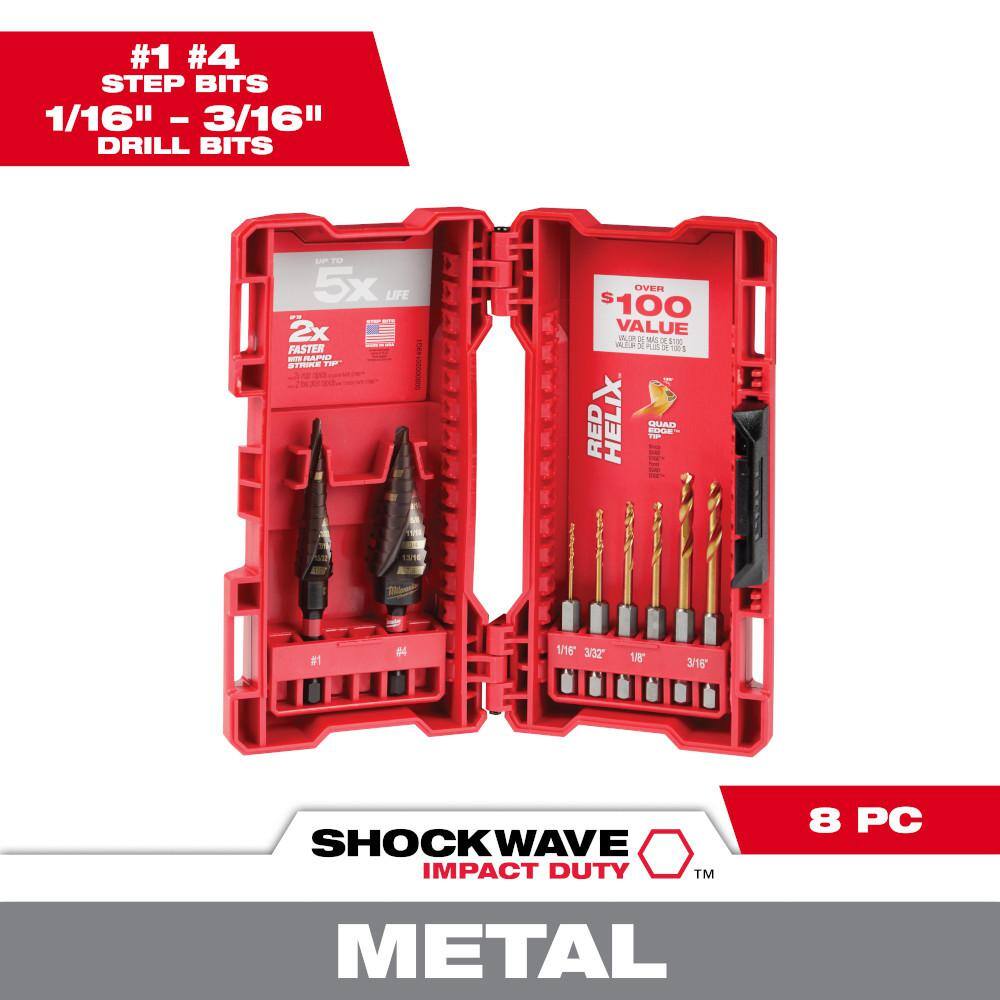 MW SHOCKWAVE Impact-Duty Titanium Step Bit Set (8-Piece) 48-89-9252